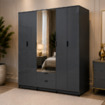Modern Royal Wardrobe with Mirror Doors - Modern Classic 6 Door Wardrobe with Mirror Storage