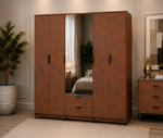 6 Door Wardrobe with Drawers - Wooden Wardrobe with Drawers - Wardrobe with 2 Mirrors - Image 3
