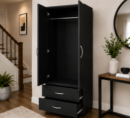 4 Wardrobe with Drawers - Two Door Wardrobe - Stylish Two Door Wardrobe with Two Drawers - Image 1
