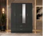 Royal Luxury 4 Door Wardrobe with 1 Mirror - Wardrobe with 2 Drawers - Image 4