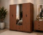 6 Door Wardrobe with Drawers - Wooden Wardrobe with Drawers - Wardrobe with 2 Mirrors