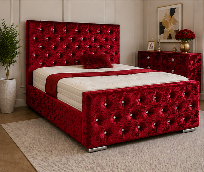 43 Florida Red King Size Bed with Modern Headboard - Stylish Florida King Size Bed with Premium Quality - Image 1
