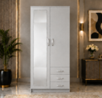 Modern Storage Wardrobe with 3 Drawers & Mirror - Image 4