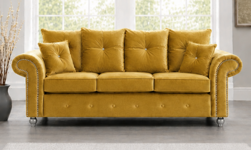 43646 Ashwin 3 Seater Sofa – Gold Fabric - Image 1