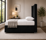 Modern Fabric Wingback Single Bed - Deluxe Panel Single Bed Frame - Image 3