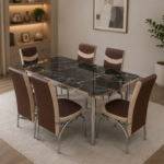 6-Seater Dining Table – Stylish Modern Dining Room Furniture - Table Set with 6 Chairs – Premium Designer Dining Set