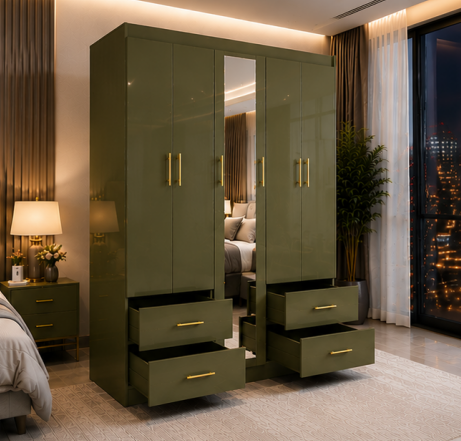 47 Modern 5 Door Wardrobe with 1 Mirror and 4 Drawers - Image 1