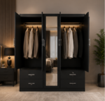 Premium 5 Door Wooden Wardrobe - Space Saver 5 Door Wardrobe with 4 Drawers - Image 3