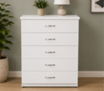 Chest of 5 Drawers - Spacious Bedroom Chest of Drawers - Stylish Wooden Storage Cabinet - Image 3