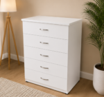 Chest of 5 Drawers - Spacious Bedroom Chest of Drawers - Stylish Wooden Storage Cabinet - Image 4