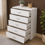 Chest of 5 Drawers - Spacious Bedroom Chest of Drawers - Stylish Wooden Storage Cabinet