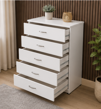 5 cd 16 Chest of 5 Drawers - Spacious Bedroom Chest of Drawers - Stylish Wooden Storage Cabinet - Image 1