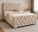 Florida Beige King Size Bed - Florida King Size Bed with Premium Headboard