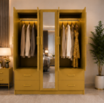 Luxury 5 Door Wooden Wardrobe with Mirror - Image 3