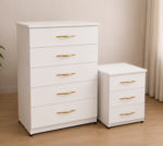 Chest of 5 Drawers With Side Table - Chest of 5 Drawers -  Elegant Wooden Side Table - Premium Storage Cabinet - Image 3