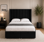 Stylish Bedroom Winged Bed - Modern Cozy Double Bed Frame - Image 2