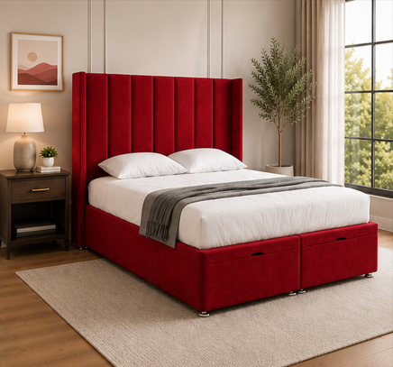5465465465 Modern Living Winged Bed Frame - Royal Style Panel Double Bed - Image 1