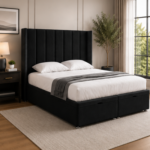 Stylish Bedroom Winged Bed - Modern Cozy Double Bed Frame