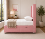 Premium Bed - Panel Winged Single Bed - Elegant Panel Winged Bed Frame - Image 3