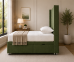 Panel Winged Single Bed - Premium Upholstered Winged Bed - Image 3