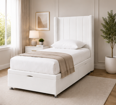 564566 Modern Bedroom Panel Winged Bed - Panel Winged Single Bed - Image 1