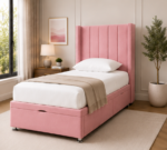 Premium Bed - Panel Winged Single Bed - Elegant Panel Winged Bed Frame