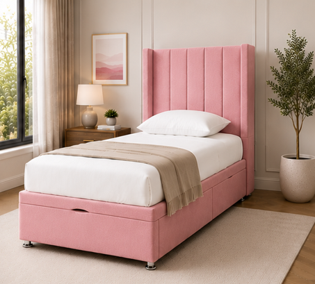 5646546 Premium Bed - Panel Winged Single Bed - Elegant Panel Winged Bed Frame - Image 1