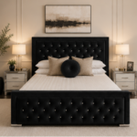 Super King Bed – Hilton Super King Size Bed – Black Modern Upholstered Bed