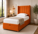 Panel Winged Single Bed - Stylish Panel Bed with Winged Headboard