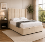 Premium Velvet Upholstered Super King Winged Bed - Luxury Super King Wingback Bed Design
