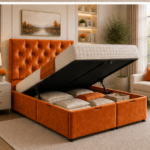 Plush Upholstered King Ottoman Bed