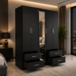 Premium 5 Door Wooden Wardrobe - Space Saver 5 Door Wardrobe with 4 Drawers