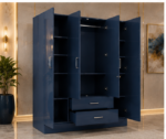 4 Door Wardrobe - Wardrobe with 1 Mirrors - Stylish 4 Door Wardrobe With Two Drawers - Image 2