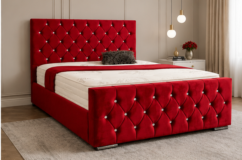 6 Super King Size Bed - Red Florida Bed King Size Frame - Super King Size - Luxury Red King Size Bed - Image 1