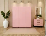 Wooden Wardrobe with 2 Drawers - Wardrobe with 2 Mirrors - 6 Door Wardrobe - Image 2