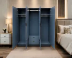 Elegant Deluxe Wooden Closet with Dual Mirrors - Royal Luxury 6 Door Wardrobe with 2 Mirrors & 2 Drawers - Image 3