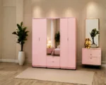 Wooden Wardrobe with 2 Drawers - Wardrobe with 2 Mirrors - 6 Door Wardrobe - Image 4