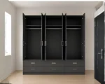 Modern Royal Wardrobe with Mirror Doors - Modern Classic 6 Door Wardrobe with Mirror Storage - Image 3