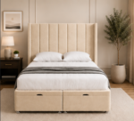 Premium Velvet Upholstered Super King Winged Bed - Luxury Super King Wingback Bed Design - Image 2