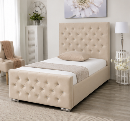 65676 Florida Wooden Single Bed Frame - Florida Single Bed Beige Colour - Image 1