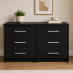 Tables with 3 Drawers – Elegant Modern Wooden Nightstands , 2 Bedside Tables with 3 Drawers