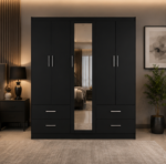 Premium 5 Door Wooden Wardrobe - Space Saver 5 Door Wardrobe with 4 Drawers - Image 2