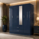 4 Door Wardrobe - Wardrobe with 1 Mirrors - Stylish 4 Door Wardrobe With Two Drawers