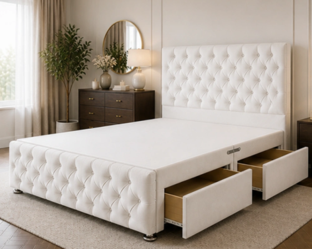 70 Upholstered Double Divan Bed - Modern Double Bed Frame High Quality Double Divan Bed Frame – Modern Bedroom Furniture - Image 1