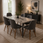 6-Seater Dining Table Set – Spacious Modern Dining - Dining Table Set with 6 Chairs – Premium Contemporary Dining