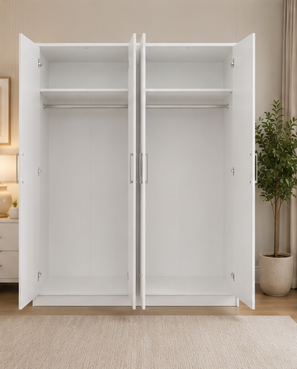 8 Wooden 4 Door Wardrobe – Classic & Elegant Finish - Image 1