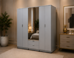 Stylish Royal 6 Door Wardrobe with 2 Mirrors - Two Storage Drawers - Image 4