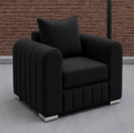 Lilly 1 Seater Black Sofa - Lilly Single Seater Sofa – Luxury Fabric Sofa - Image 2