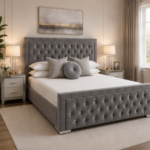 King Size Bed – Hilton King Size Bed – Grey Stylish Large Bedroom Bed