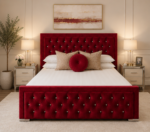 Double Bed Frame – Hilton Double Bed – Contemporary Fabric Upholstered Bed - Image 2